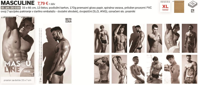 stenski koledar MASCULINE (eg)